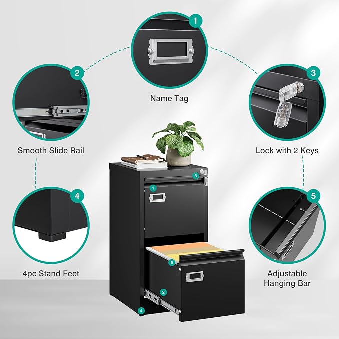 SISESOL 2 Drawer File Cabinet - Image 6