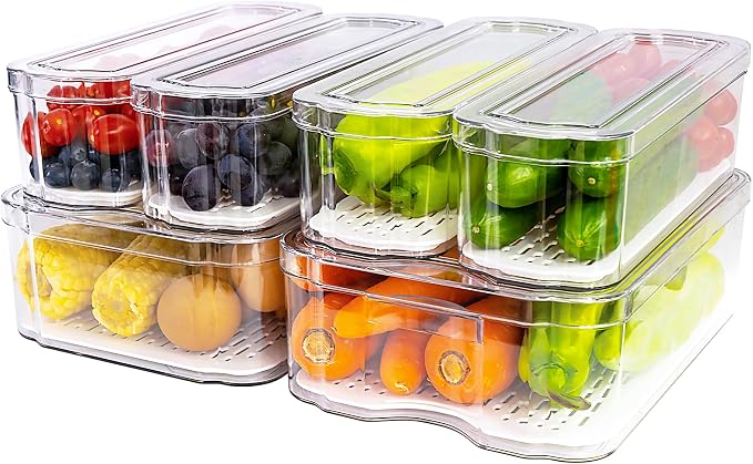 Fridge Organizers and Storage, 6 Pack Clear Freezer Organizer Bins by SMRCAD