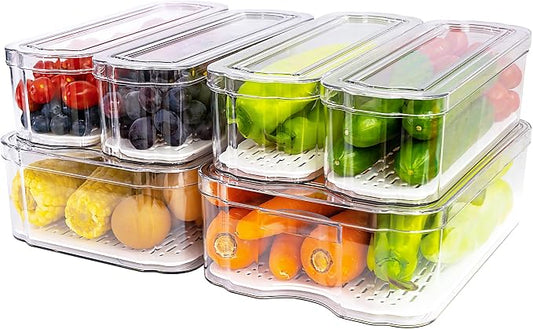 Fridge Organizers and Storage, 6 Pack Clear Freezer Organizer Bins by SMRCAD