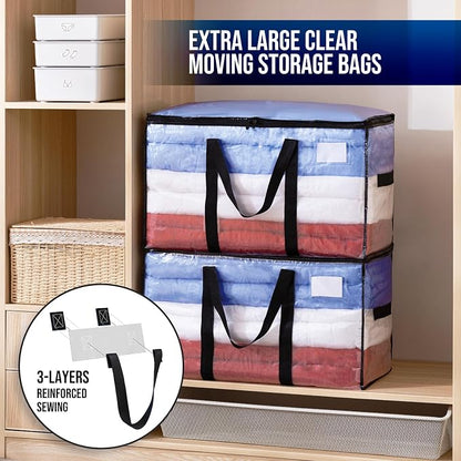 TAILI Extra Large Moving Bags, 10 Pack Clear Heavy Duty Totes - Image 3