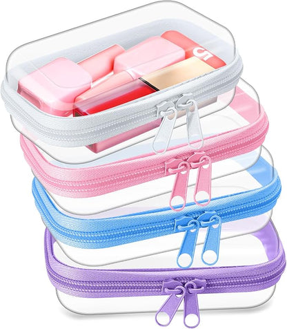 Hoolerry 4 Pcs Hard Clear Zipper Case Makeup Bags Plastic Pencil Pouch by Hoolerry