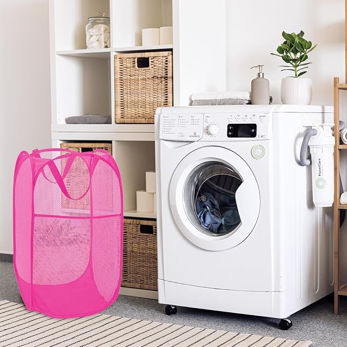2 Pack Sturdy Mesh Pop up Laundry Hamper Basket - Image 4