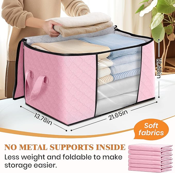 Fab totes 3 Pack Clothes Storage, Foldable Thick Fabric Blanket Storage Bags - Image 2