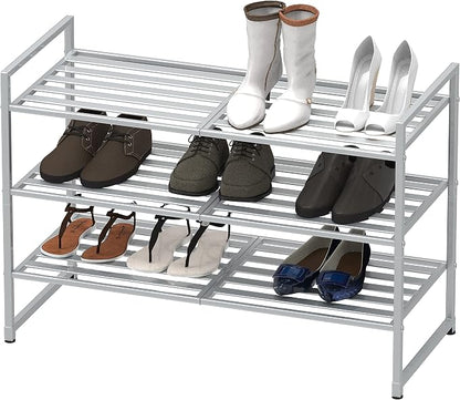 Simple Houseware 3-Tier Stackable Metal Panel Shoes Rack - Image 4