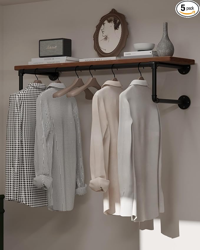 Clothes Rack 36in, Wall Mounted Garment Racks by INDUSTRIALSHELVESDESIGN