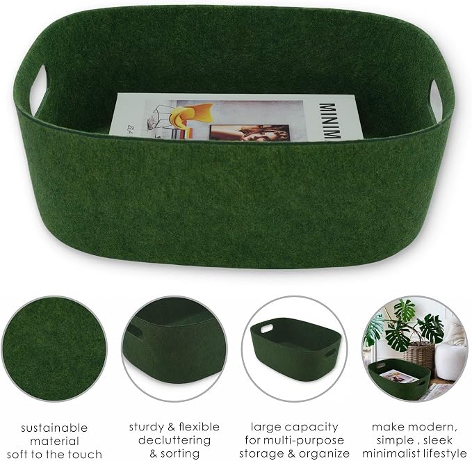 Welaxy Large Storage Basket Felt Open Desk Organize bin Shelf baskets - Image 6