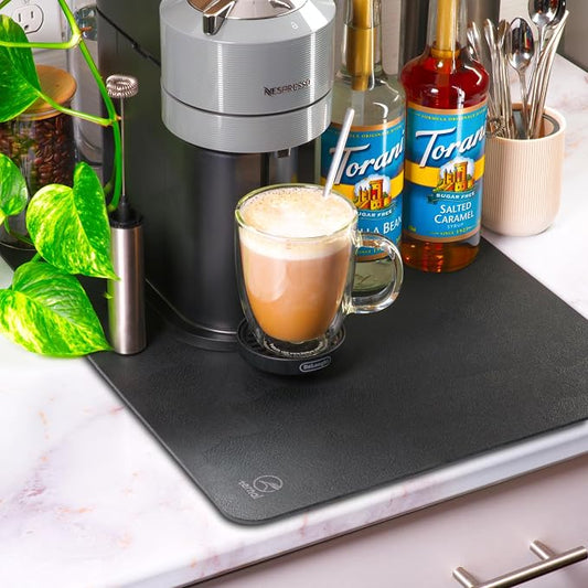 Ternal Coffee Bar & Dish Drying Mat | Rubber-Backed, Anti-Slip Absorbent Mat by TernalProducts