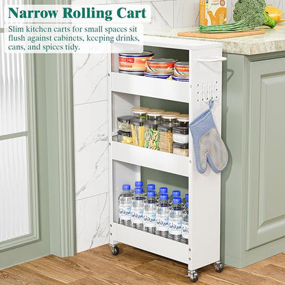 Slim Storage Cart, 4 Tier Rolling Kitchen Cart on Wheels - Image 6