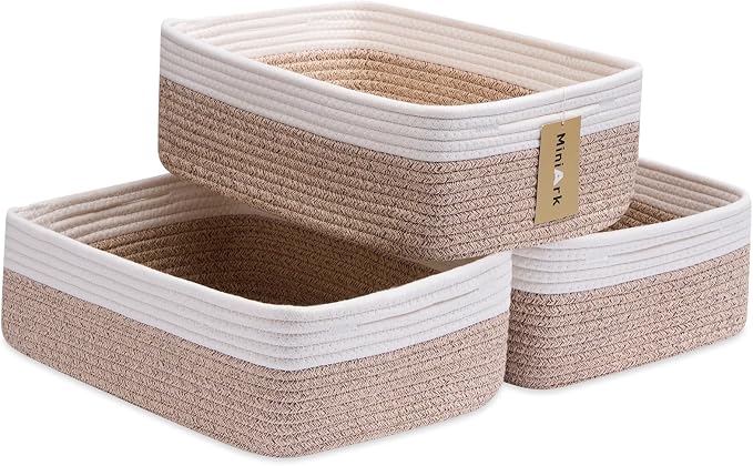 Large Shallow Organizing Baskets 15x11x5.1 Inches by MiniArkStorageBasketsHome
