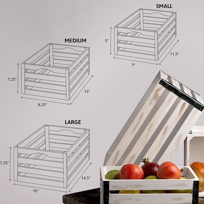 wald imports - Set of 3 White Washed Wooden Crates - Image 6