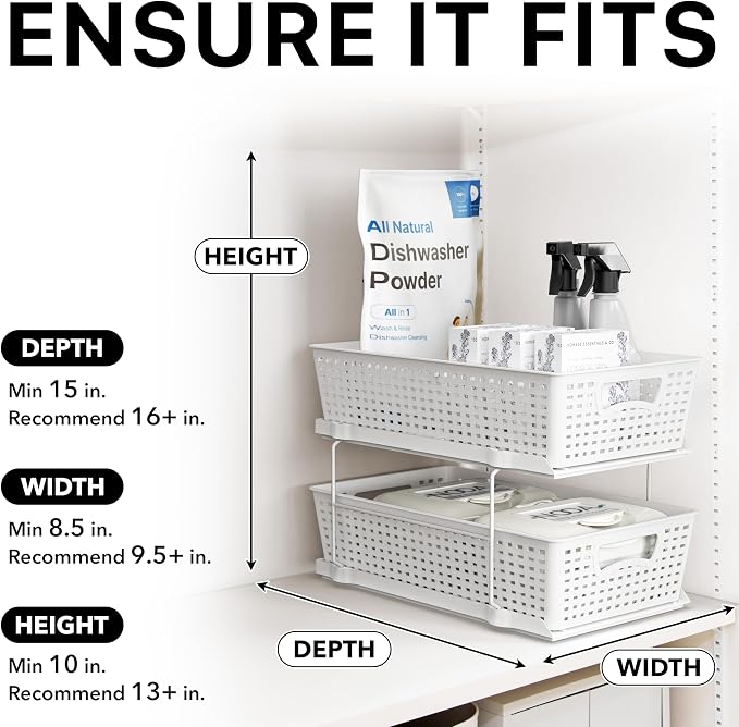 Simple Houseware 2 Tier Bathroom Organizer Tray Pull-Out Sliding Drawer - Image 6