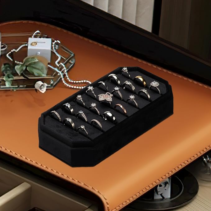 Velvet Ring Organizer Display Tray Jewelry Box Earring Holder Case - Image 6