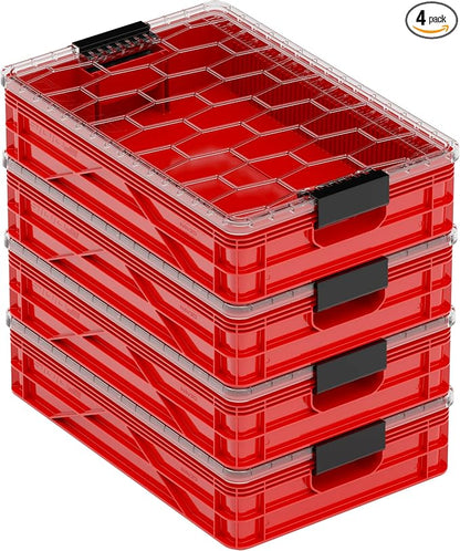 SIDIO Quarter Crate 4 Pack of Stackable Storage Bins by Sidio