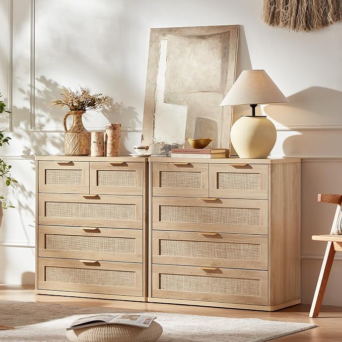 LEYAOYAO Rattan Dresser for Bedroom, 33.5" Tall Chest of Drawers, Modern 5 - Image 2