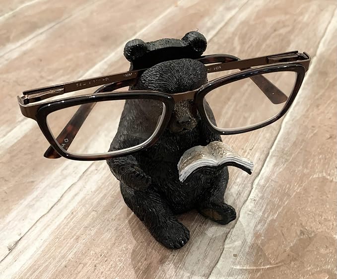 Whimsical Sitting Bear Reading Book Eyeglasses Holder Stand - Image 4