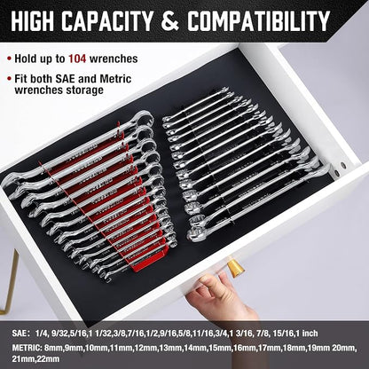 ALOANES 104-Slot Metal Wrench Organizer, Heavy Duty Wrench Organizer Tray - Image 4