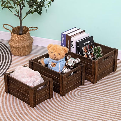 Large Vintage Brown Wooden Crates - Image 5