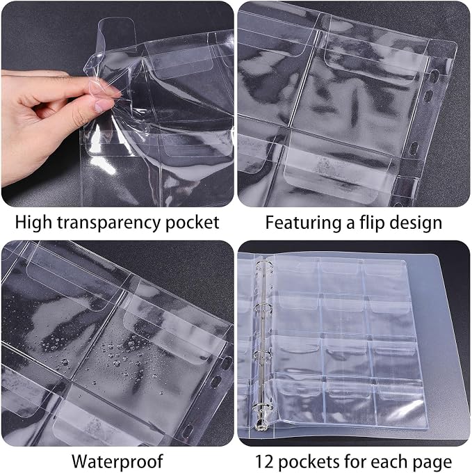 FREEBLOSS 144 Pocket Buttons Badge Pin Storage Book Transparent PVC Button Pins - Image 4