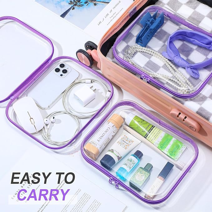 Sanwuta 6 Pcs Clear Hard Zipper Case Pencil Pouches Hard Plastic Zipper Pouches - Image 6