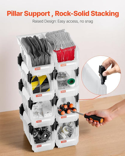 VEVOR Plastic Stackable Storage Bins, 10.9 x 5.5 x 5.1 inch, Plastic Containers - Image 4