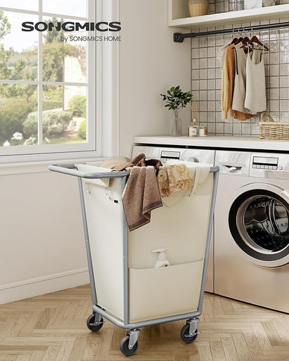 SONGMICS Laundry Basket with Wheels, 34.3 Gallons Rolling Laundry Hamper with - Image 2