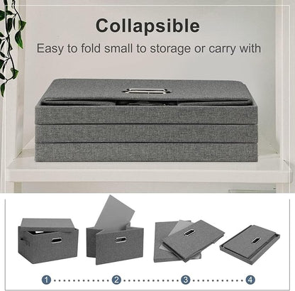 Medium 15" 21 Quart Collapsible Stackable Storage Bins - Image 4