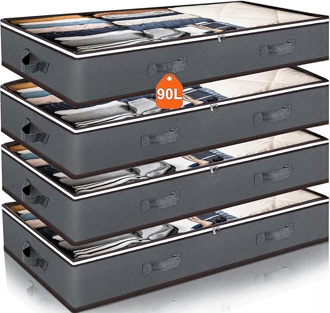 90L Under Bed Storage Containers, Closet Organizers and Storage Bins, Foldable by MoEnergy