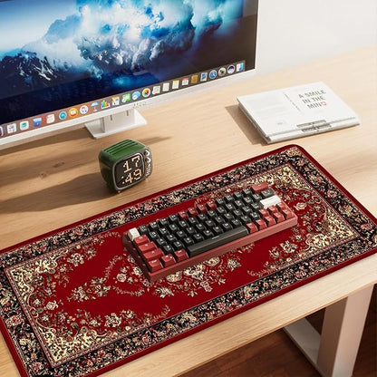 Red Vintage Persian Rug Mouse Pad – Large Extended Desk Mat 35.43 x 15.75 in – - Image 2