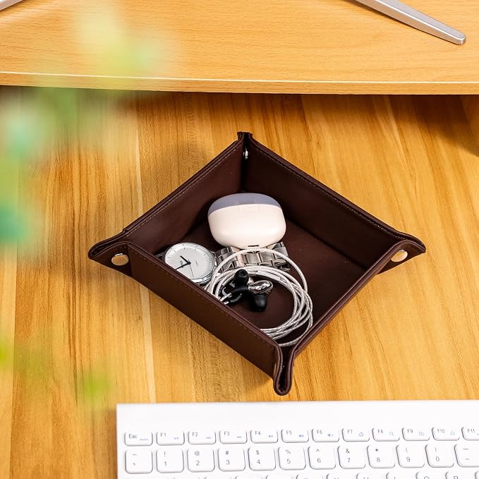 PU Leather Valet Tray for Mens and Women Catchall Tray for Keys, Jewelry Small - Image 7