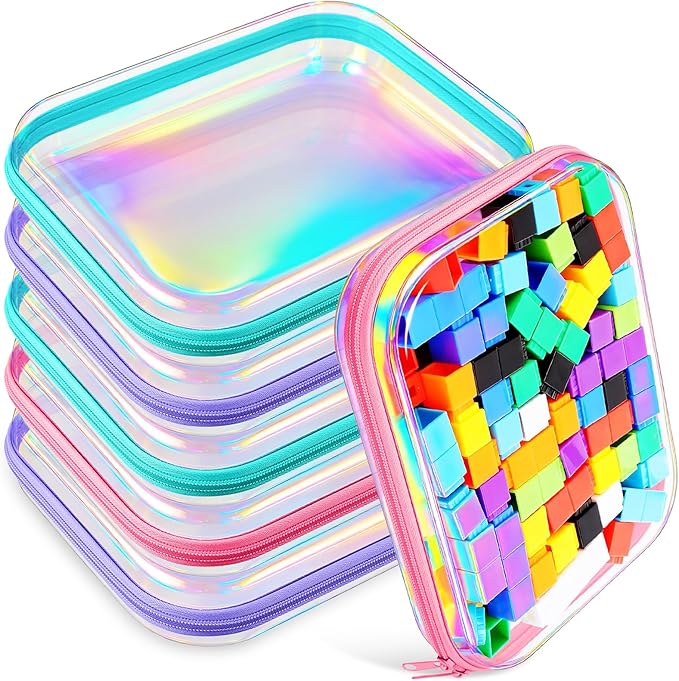 Sanwuta 6 Pcs Clear Hard Zipper Case Hard Plastic Zipper Pouches Transparent by Sanwuta