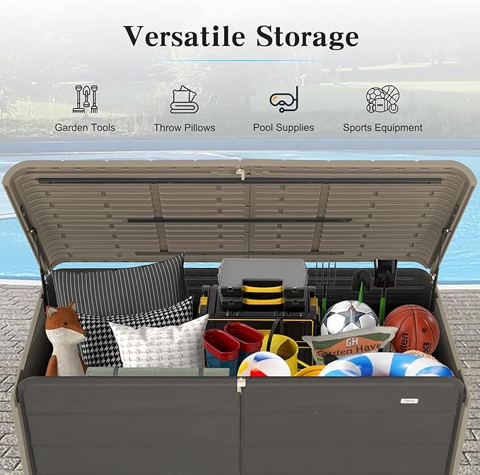 Domi 260 Gallon Resin Deck Box, Waterproof & UV-Resistant Outdoor Large Storage - Image 7