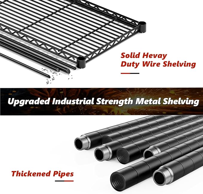 REIBII 5 Shelf Metal Shelving 72''H Storage Shelves Steel Wire Shelving - Image 8