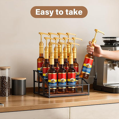 Coffee Syrup Organizer Rack, Liquor Bottle Display Shelf, 3 Tier 12 Syrup - Image 2
