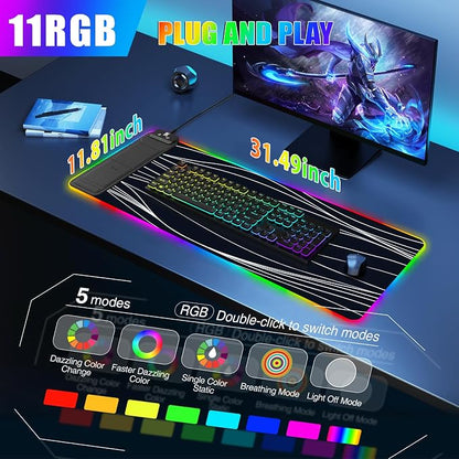 RGB Mouse Pad with Foldable Phone Stand & Wireless Charger, 31.5"x11.8" XL - Image 4