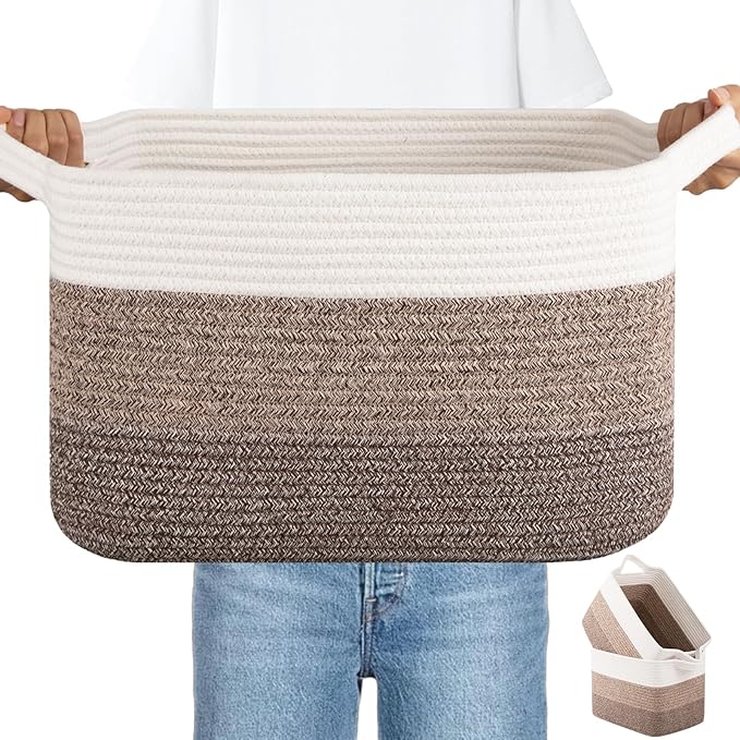 OIAHOMY Woven Storage Basket, Cotton Rope Baskets by MasterofSpaceOptimization