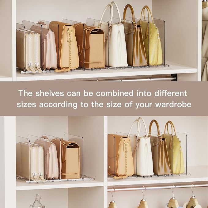 Criusia Adjustable Closet Purse Organizer Rack – 28.8" Extra-Long Shelf Divider - Image 8