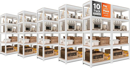 HOMEDANT House 5 Tier 24.4" W Laminated Metal Shelving Unit Adjustable Storage by TheBestOrganizingSolution