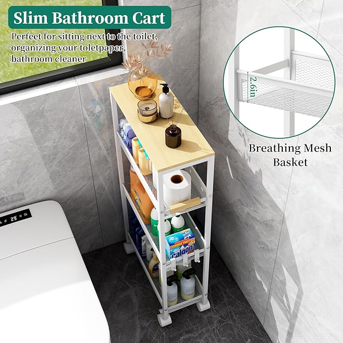 TIPGO Utility Slim Storage Cart, 4 Tier Rolling Cart - Image 2