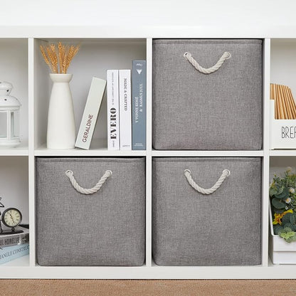 Bidtakay Grey Baskets Foldable Storage Cube Bins 13x13x13 Cube Storage - Image 2