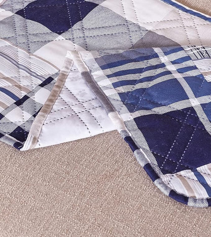 Brilliant Sunshine Multi Blue Plaids and Stripes Patchwork Sofa Armrest 5 - Image 7