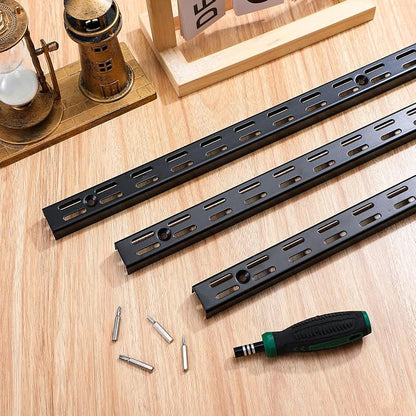 6 Pcs Dual Track Upright Wall Shelving System Heavy Duty Support System Twin - Image 7