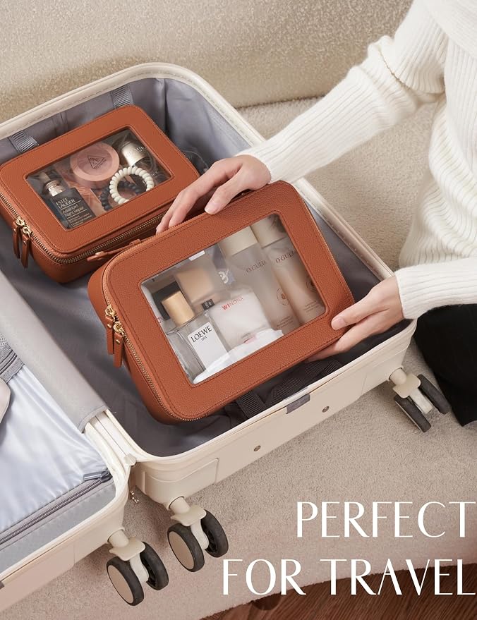 Popvibe Clear Makeup Bag Travel Cosmetic Case Transparent Toiletry Bag - Image 3