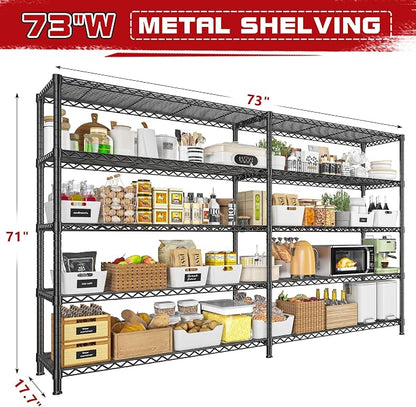REIBII 73''W Storage Shelves Load 1650 LBS Metal Shelving 5-Tier Adjustable - Image 3