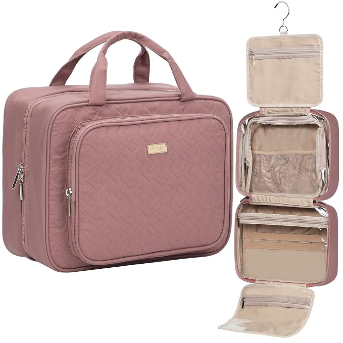NISHEL Travel Toiletry Bag for Women, Makeup Essentials Organizer, Hanging Case by NISHEL