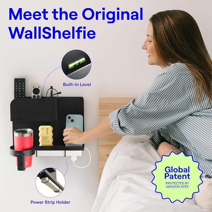 WallShelfie Bedside Wall Organizer & Bedside Shelf, Room Decor, Dorm Room - Image 2
