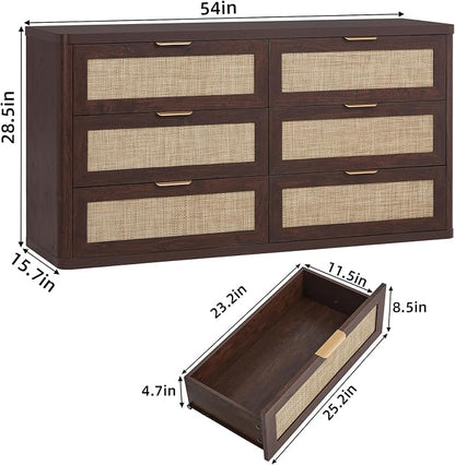 LEYAOYAO Rattan 6 Drawer Dresser - Image 2