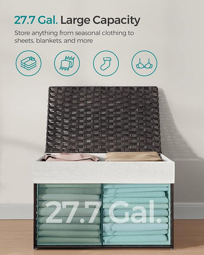 SONGMICS Storage Basket with Lid, Woven Blanket Storage Bin with Handles - Image 8