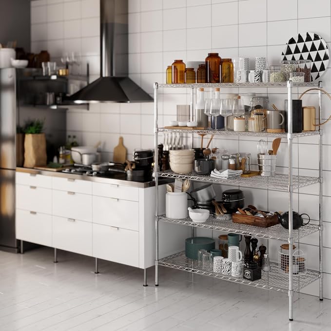 21" Deep x 48" Wide x 64" Height Wire Shelving Kit | 5-Tier | NSF Commercial - Image 2
