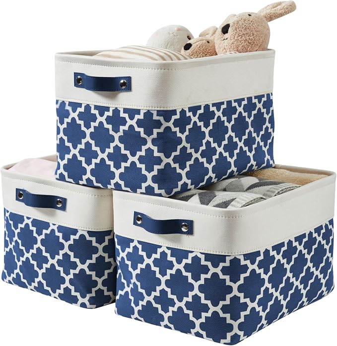 DECOMOMO Blue Storage Bins Fabric Storage Baskets by DECOMOMO
