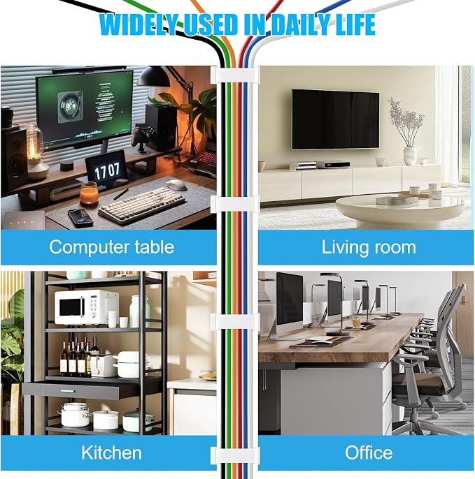 XHF 80 PCS Self Adhesive Cable Clips White, Wire Clips Cable Management Wire - Image 6
